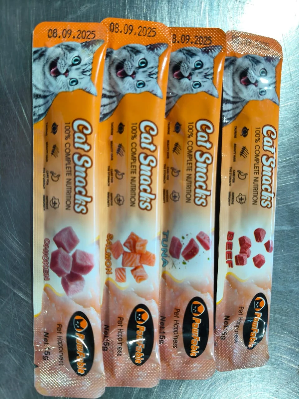 PawFable Cat Snacks Assorted Treat Sticks (Chicken, Salmon, Tuna & Beef)